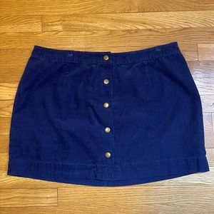 Old Navy Womens 16 Navy Blue Corduroy Lined Skirt Snap Closures